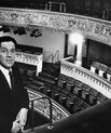 Black and white photo of Erland Josephson at the Royal Dramatic Theatre.